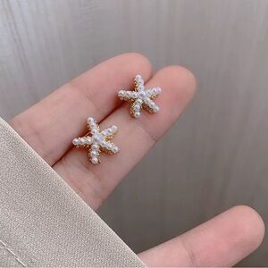 Starfish Pearl Stud Earrings‎